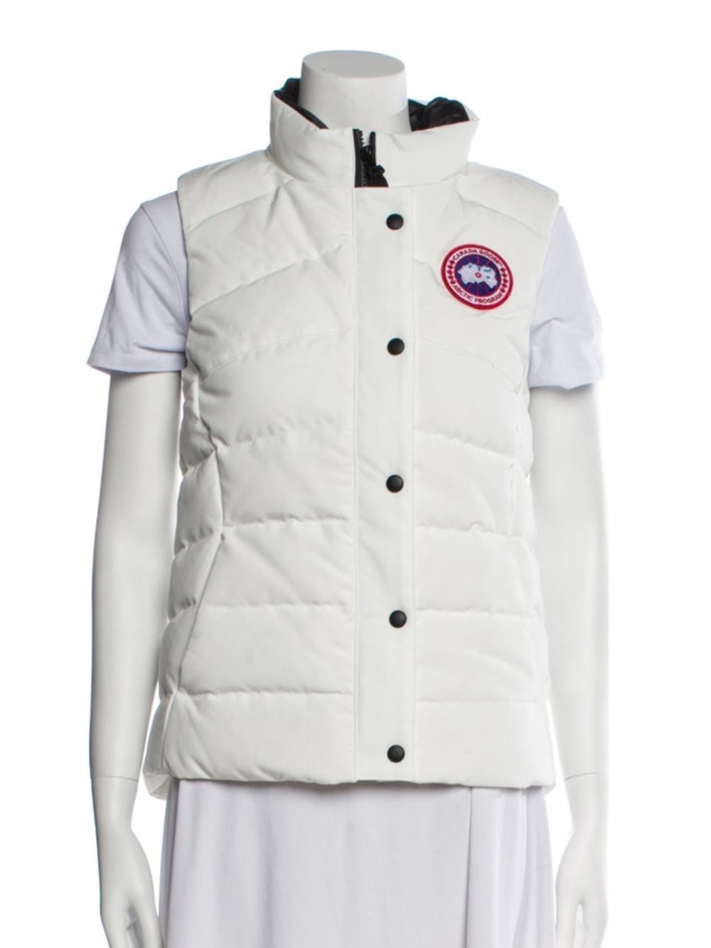 Canada Goose White Quilted Insulated Vest with Badge